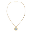 golden necklace with station beaded chain and blue cameo pendant