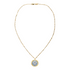golden necklace with station beaded chain and blue cameo pendant
