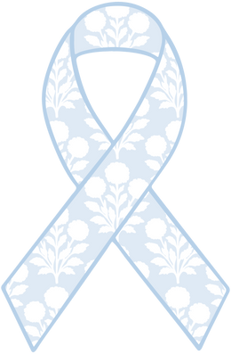 Blue floral ribbon on a white background