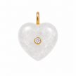 frosty stone heart charm with gemstone inlay on white background