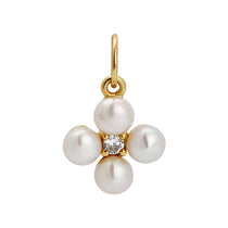 pearl floral charm with center stone