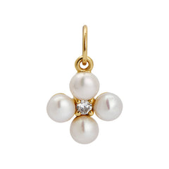 pearl floral charm with center stone