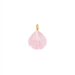 Pink shell pendant with gold accent on a white background