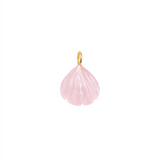 Pink shell pendant with gold accent on a white background