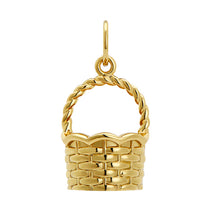 Gold basket charm on a white background
