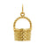 Gold basket charm on a white background