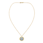 blue cameo pendant on gold chain