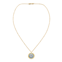 blue cameo pendant on gold chain