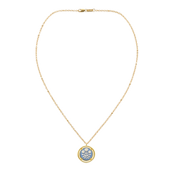 blue cameo pendant on gold chain
