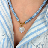 Harbor Moon Heart Chambray Necklace