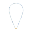 blue aquamarine necklace with golden charm keeper