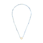blue aquamarine necklace with golden charm keeper